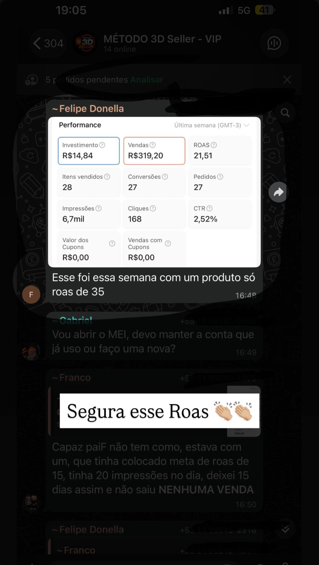 Feedback real de aluno do Método 3D Seller — FEEDBACK_07
